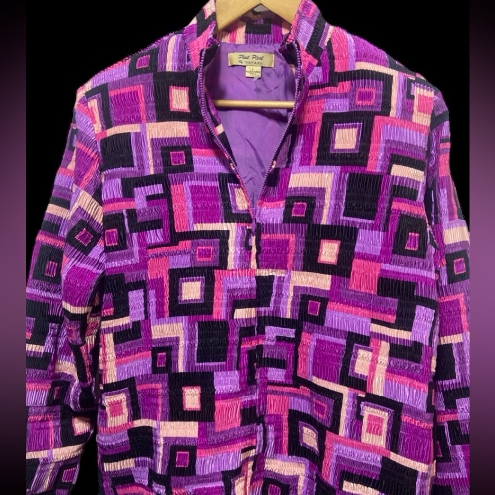 Women’s pleat pleat by Rafael  zip up multicolored jacket  new/tags LARGE